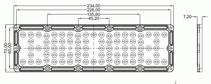 Technical drawing and dimensions for CM-SZ23670-A30Â°-80H1 LED light lens